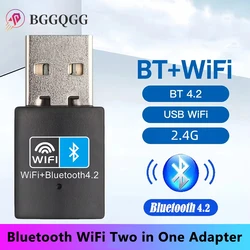 BGGQGG Adaptador Bluetooth USB 4.2 Dongle WiFi 2.4G para PC