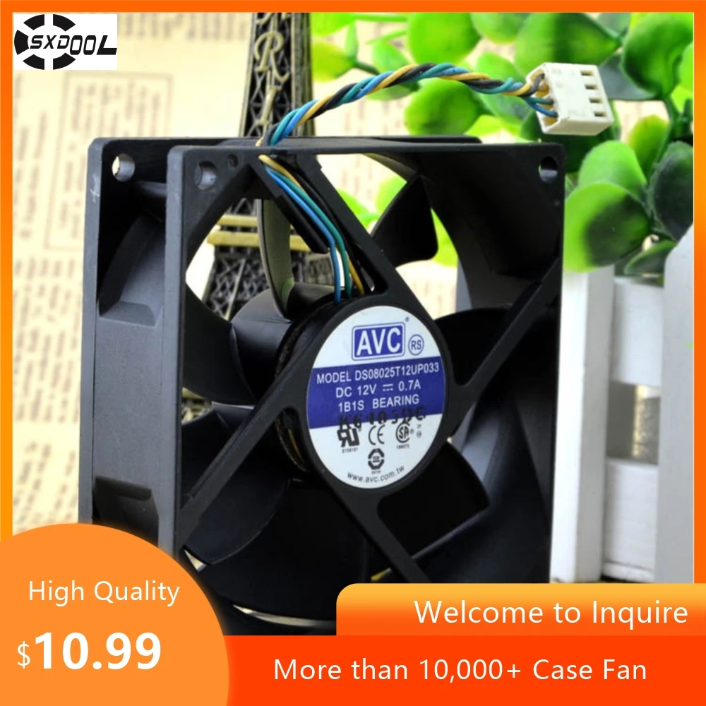 Para AVC 12V 0.7A DS8025T12U P033 8025 8CM ventilador de refrigeración de chasis de computadora de alto flujo de aire de 4 cables, sistemas ideales para juegos y servidores - imagen 2