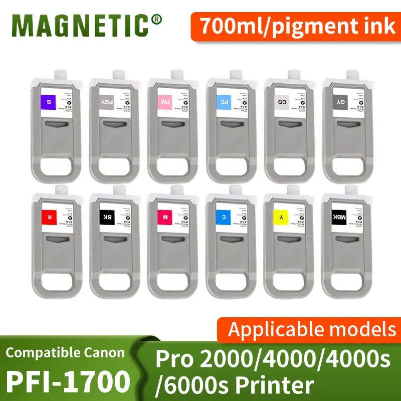 Cartucho de tinta pigmentada PFI-1700 pfi1700 con Chip Compatible con tinta de impresora Canon Pro 2000 4000 4000s 6000s pro2000 4000 6000