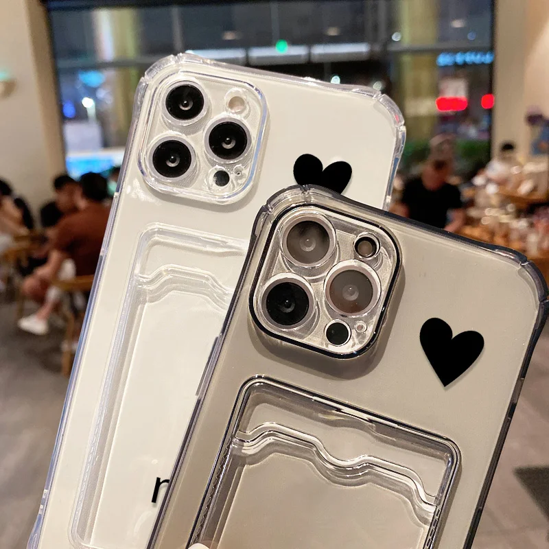 Funda de teléfono de silicona con tarjetero para iPhone 17 Pro Max Fundas iPhone 11 13 16 14 15 12 16E XR X Xs 7 8 Plus SE Love Heart Cover - imagen 4