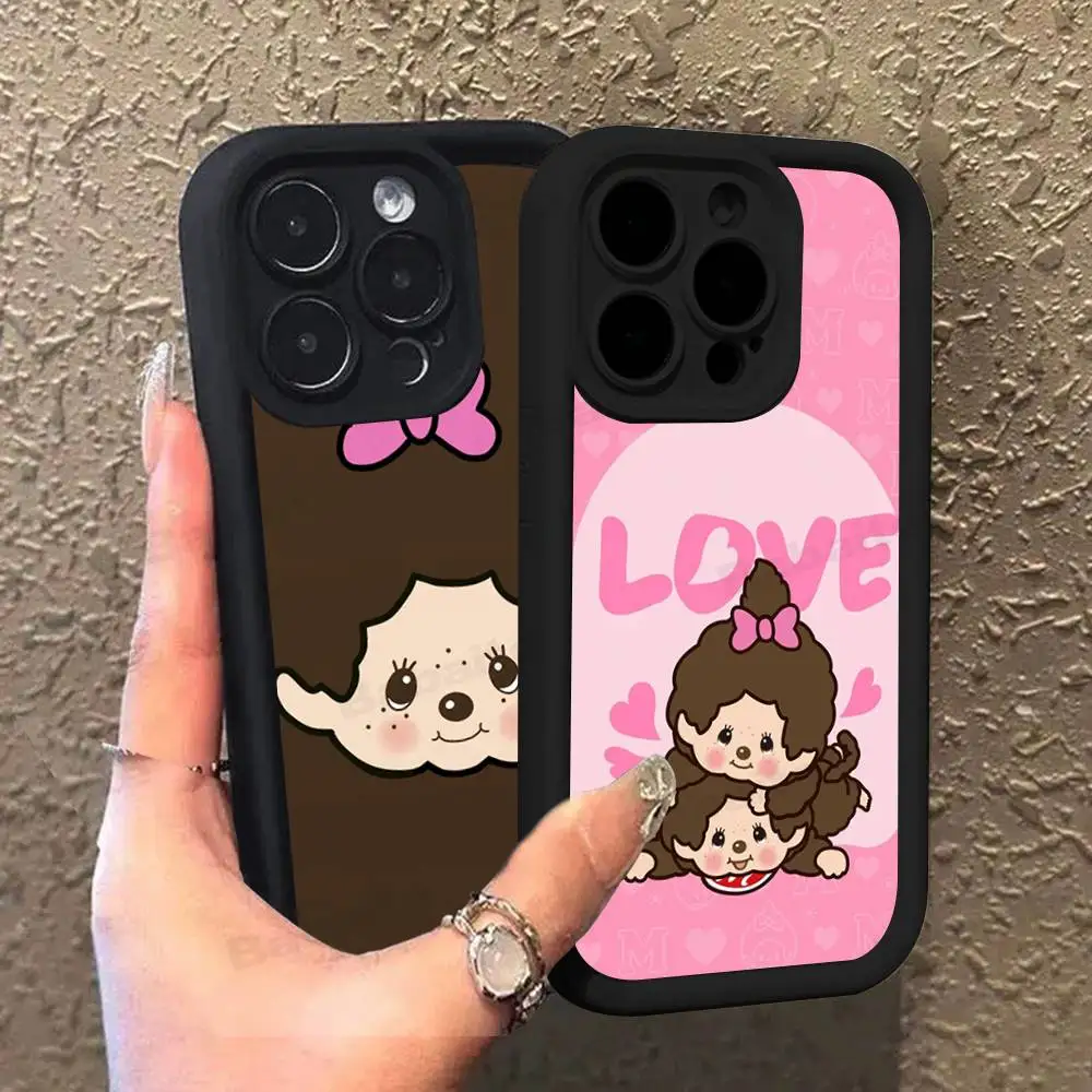 M-MonchhichiS funda de teléfono de silicona para iPhone 17 Air 17 16 15 14 13 12 11 Plus Pro Max cubierta suave a prueba de golpes - imagen 3