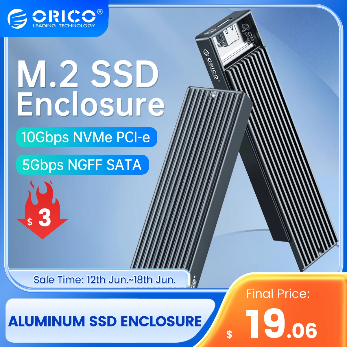 Carcasa SSD M2 NVMe Orico - Vista principal del producto