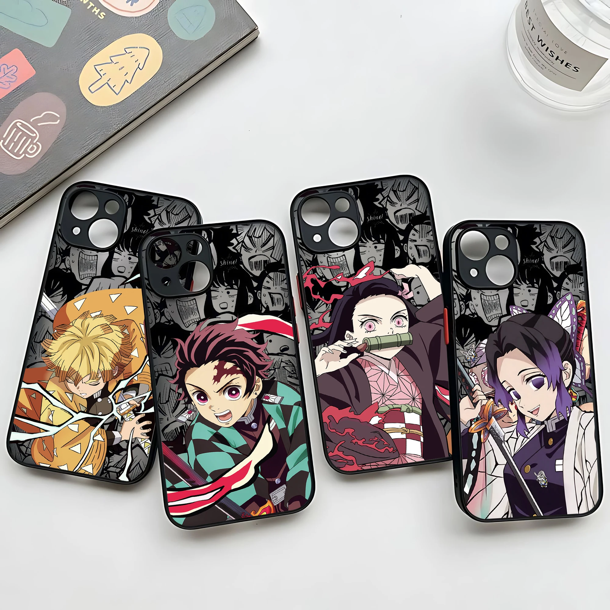 Funda de teléfono de Anime Demon Slayer, carcasa trasera transparente mate para iPhone 16, 15, 14, 13, 12, 11, Mini Pro Max, X, XR, XSMax, 7, 8 Plus