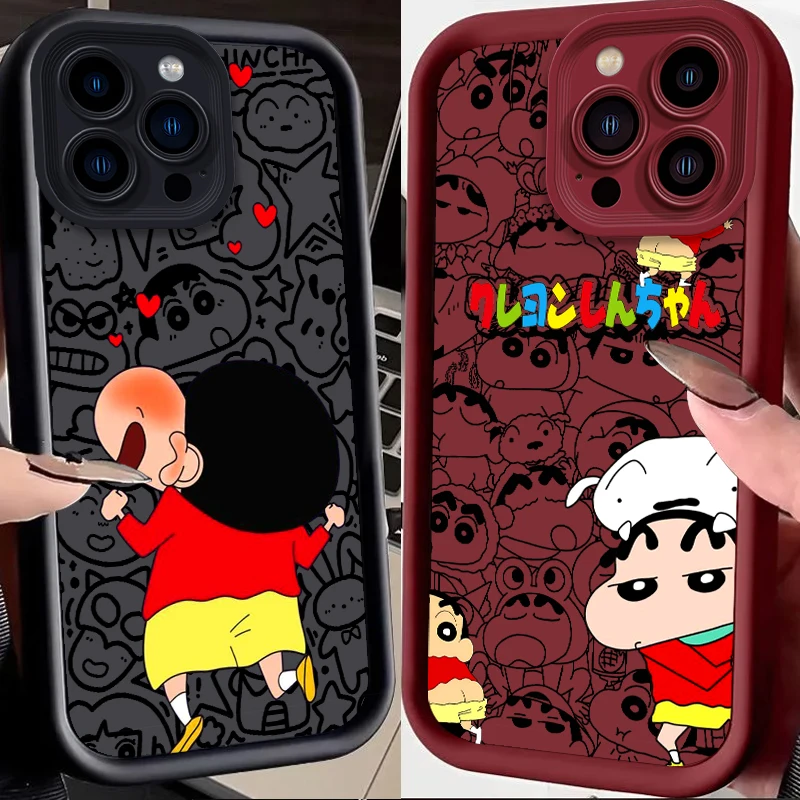 C-crayons s-shin-chans Linda escalera de ojos para Apple iPhone 15 14 13 12 11 XS XR X Pro Max Plus funda de teléfono de TPU - imagen 2