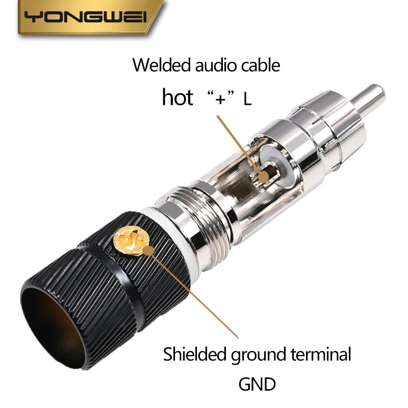 Audio YONGWEI, amplificador de potencia Enchufe soldado Conector de loto RCA de cobre puro, adecuado para audio y vídeo coaxial digital, - imagen 3