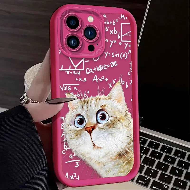Funda de teléfono con diseño de gato sorpresa para iPhone 17 Air 16 16E 15 14 13 12 11 Pro Max X XS X S Max XR SE 2020 SE4 7 8 funda de silicona - imagen 4