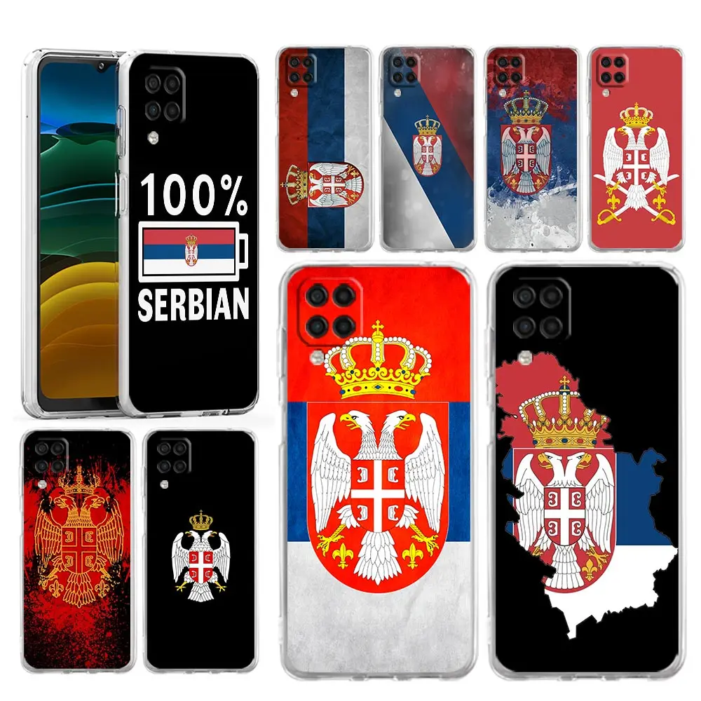 Funda de silicona transparente con bandera de Serbia para Samsung Galaxy, A13, A23, A33, A53, A73, 5G, A51, A71, A21S, A12, A11, A31, A41, A03s, A52, A32, A22