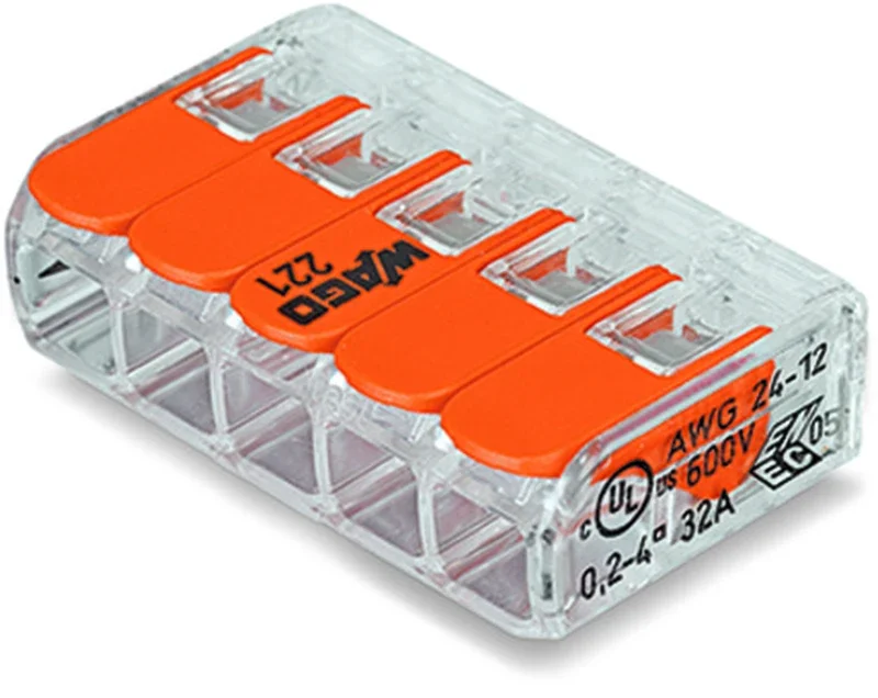 25 piezas 221-415 Conector original, empalme LED, conectores de empalme COMPACTO; Conector de 5 conductores - imagen 2