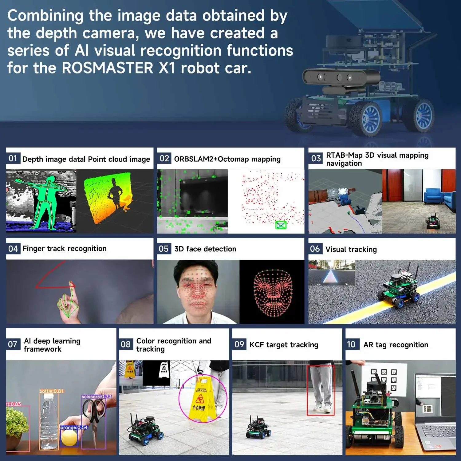 Robot de coche inteligente programable Yahboom 4WD con reconocimiento de voz de Motor Lidar 520 para Jetson NANO Raspberry Pi 5 ROSMASTER X1 - imagen 4