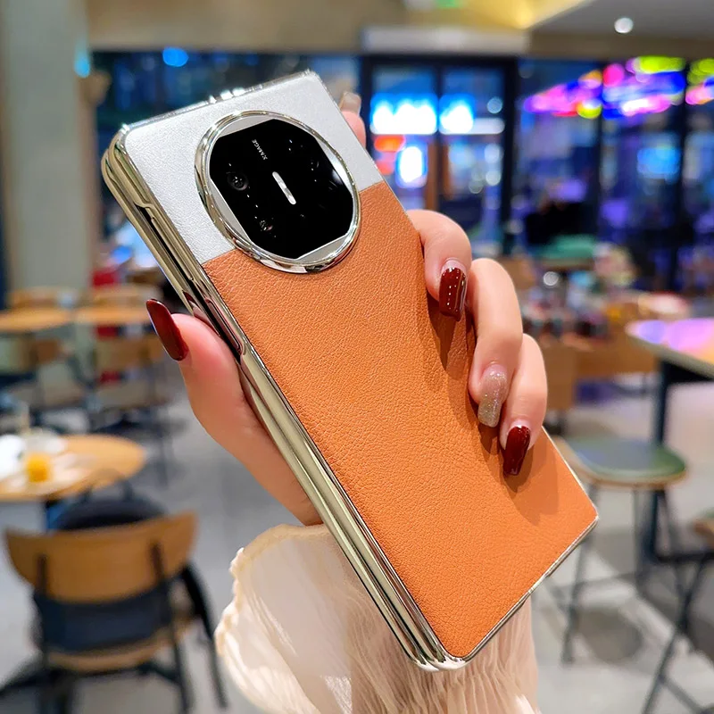 Para Huawei Mate X6 funda de lujo de cuero PU revestimiento de piel funda protectora trasera para Huawei Mate X6 X5 X3 X2 carcasa de teléfono - imagen 4