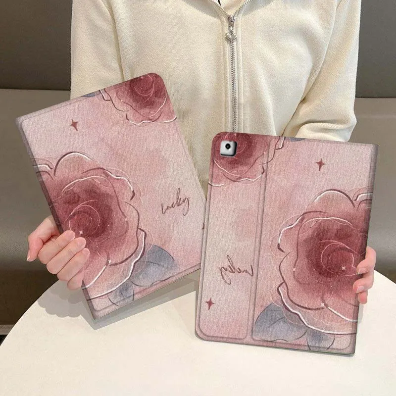Diseño creativo flores rosas para iPad Pro Air Mini 1 2 3 4 5 6 7 7th 8th 9th 10th 11th 10,2 9,7 10,5 10,9 11 12,9 funda para tableta - imagen 4