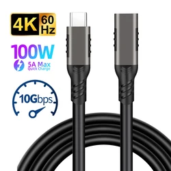 Cable Extensor USB-C Macho-Hembra 100W Carga Rápida