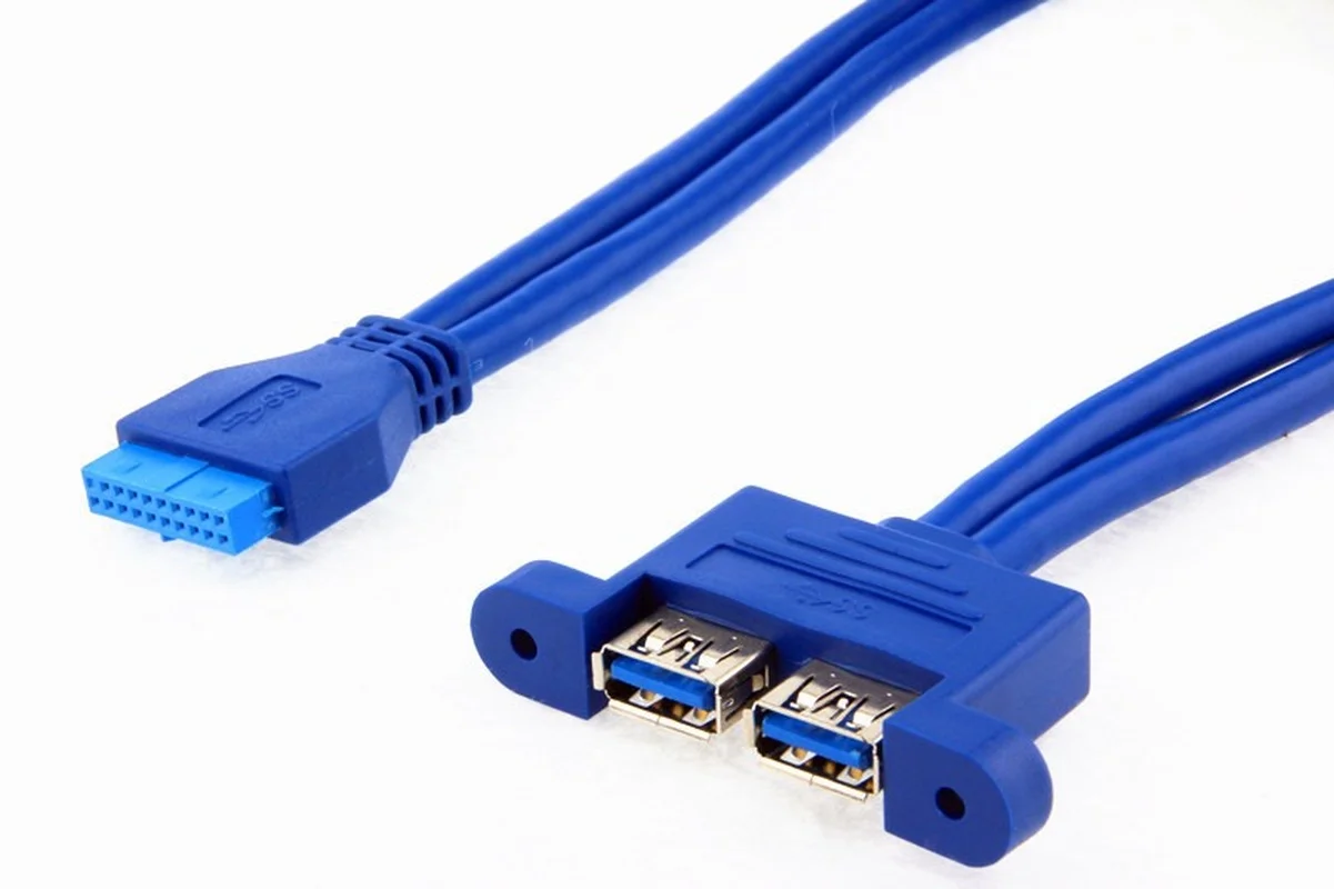 Adaptador de Cable con 2 puertos USB 3,0 hembra, Panel trasero a placa base, Conector de cabezal de 20 pines, soporte de placa de ranura PCI, 50cm - imagen 5