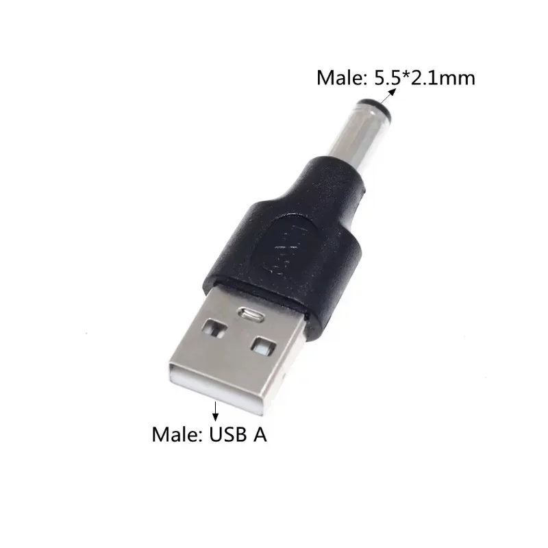 Convertidor de corriente CC 5,5x2,1 MM, USB macho hembra a CC macho hembra, adaptador de carga de enchufe de 5V, cabezales convertidores de adaptador de corriente redondo - imagen 4