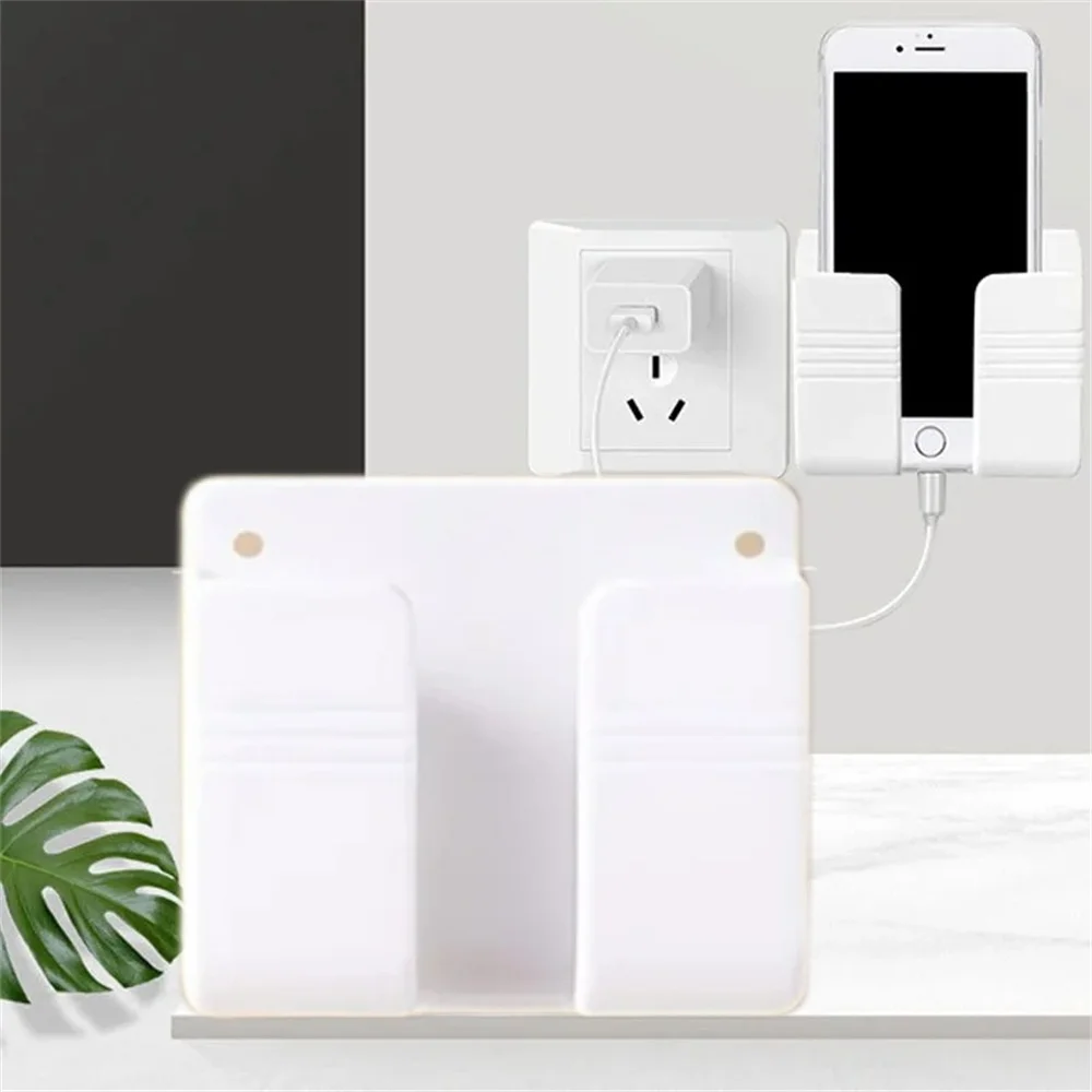 Estante de pared multifunción sin perforaciones, soporte para Control remoto, caja de almacenamiento Universal para Hotel, soporte de carga para teléfono móvil montado en la pared - imagen 4
