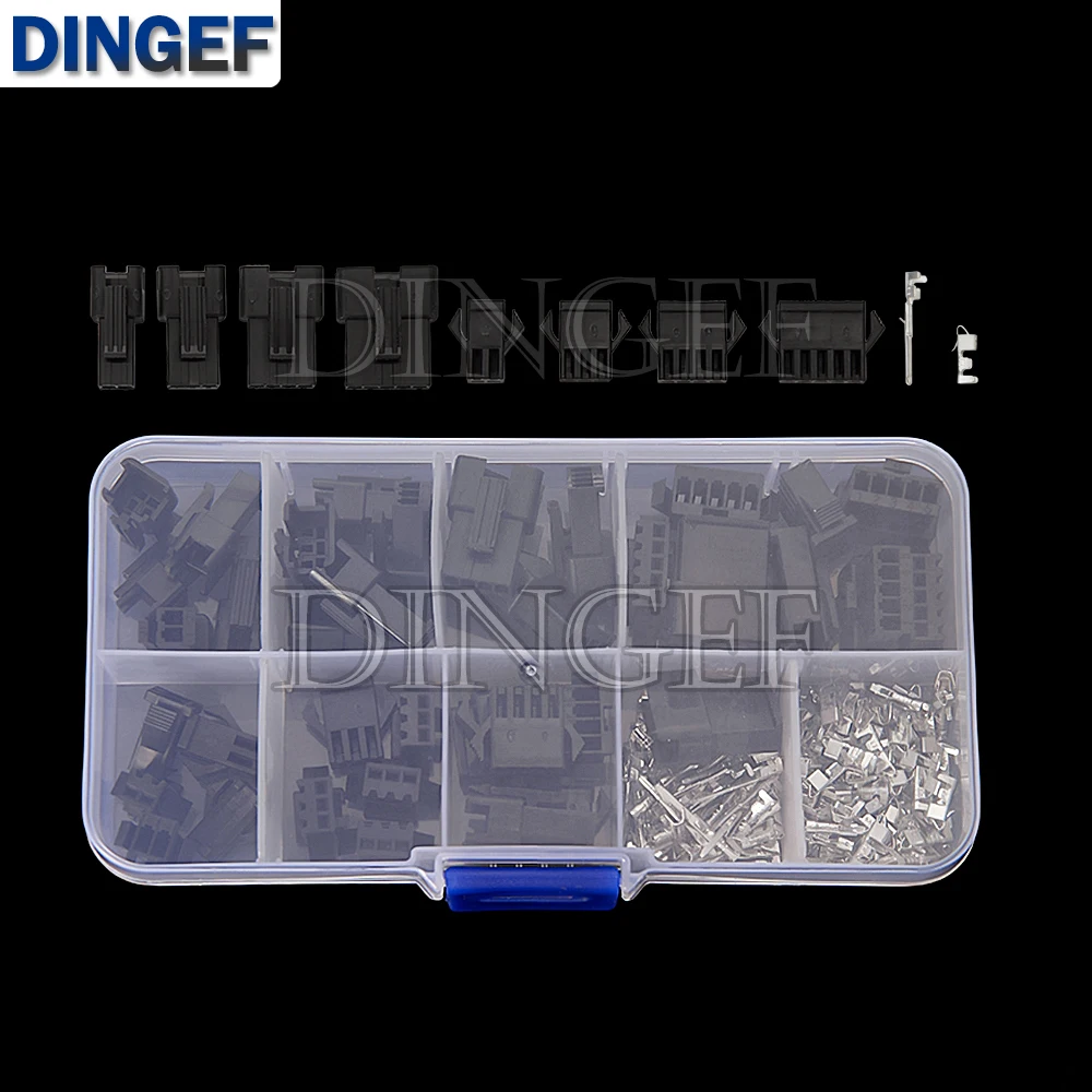 200 Uds SM2.54 Kit Box 2p 3p 4p 5p 2,54mm paso hembra y macho conectores adaptadores cada 5 pares