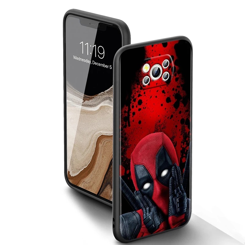 Marvel Avenger Deadpool para Xiaomi Poco X6 X5 X4 X3 F4 F3 NFC M6 M5 M4 GT S Pro 4G 5G C65 funda de teléfono suave negra - imagen 5