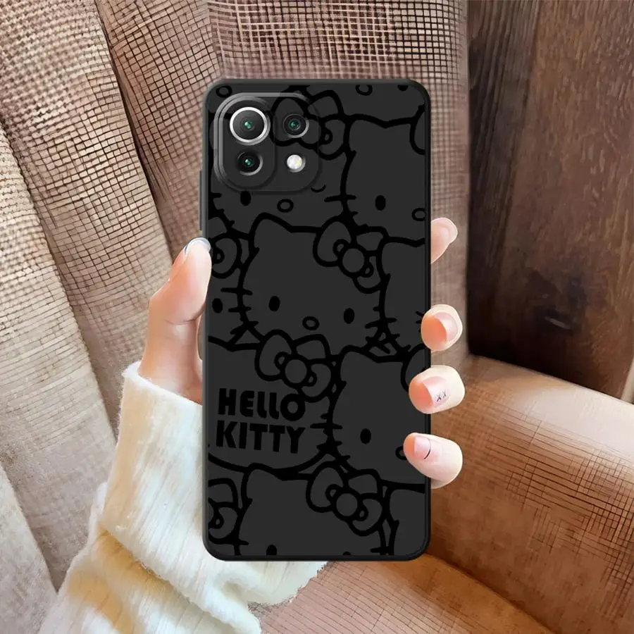 Funda de teléfono suave negra para Xiaomi Mi 10T 11T 12T Pro 11 12 13 Lite 12X 13 14 15 Pro Sanrio minimalista Hello Kitty - imagen 4