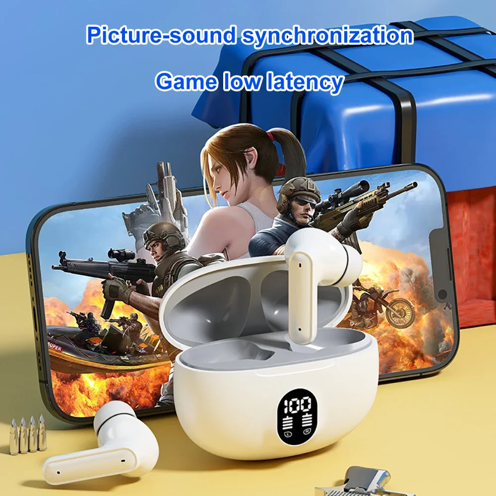 Auriculares Bluetooth 5,3, auriculares inalámbricos con reducción de ruido, auriculares estéreo HiFi con pantalla LED para Xiaomi y iPhone - imagen 3