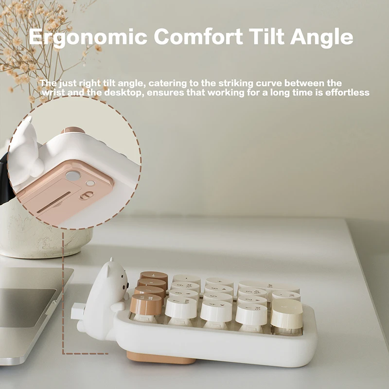 MOFII portátil 2,4G Plug and Play teclado numérico inalámbrico 18 teclas lindo oso teclados numéricos inalámbricos para PC/portátil (té azul/mulk) - imagen 5