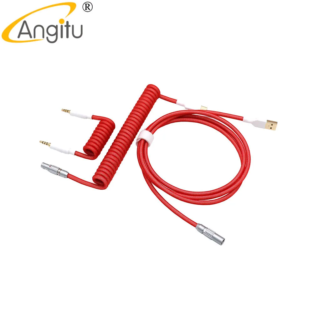 Angitu Aviation USB a Cable de teclado tipo C + Cable en espiral dividido TRRS para teclado mecánico Color personalizado