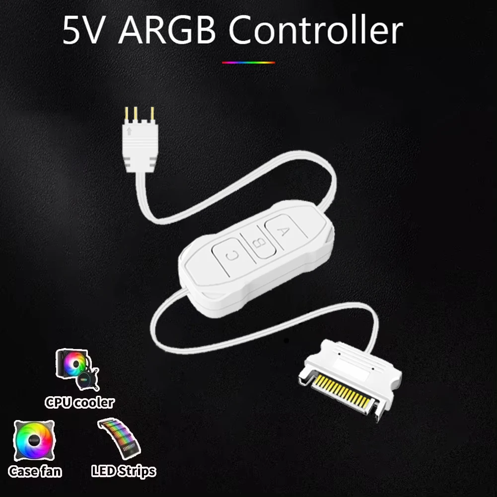 Controlador Aura RGB de 3 pines de 5V, fuente de alimentación SATA de plástico, controlador remoto de rayas de luz - imagen 2