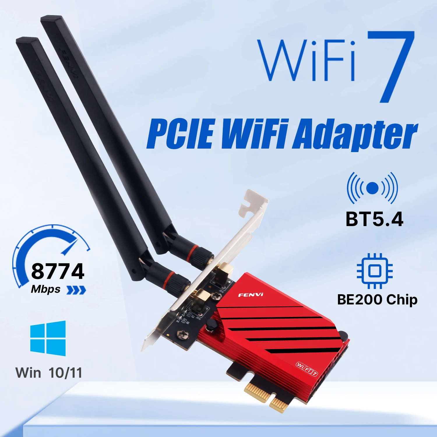 FENVI WiFi 7 BE200 PCI-E adaptador Wifi 802.11BE BT 5,4 8774Mbps 2,4G/5G/6GHz tarjeta de red inalámbrica para escritorio Win 10/11 - imagen 2