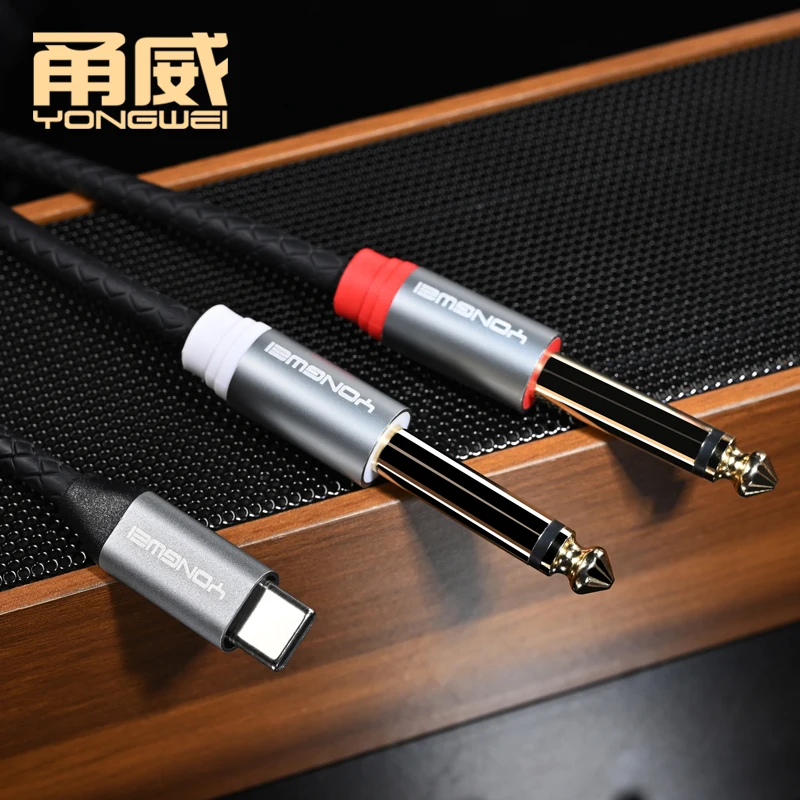 YONGWEI Cable USB C a 6,35mm, divisor tipo C a Dual, 6,35mm, 1/4 pulgadas, Cable de Audio para tableta, portátil, amplificador - imagen 2