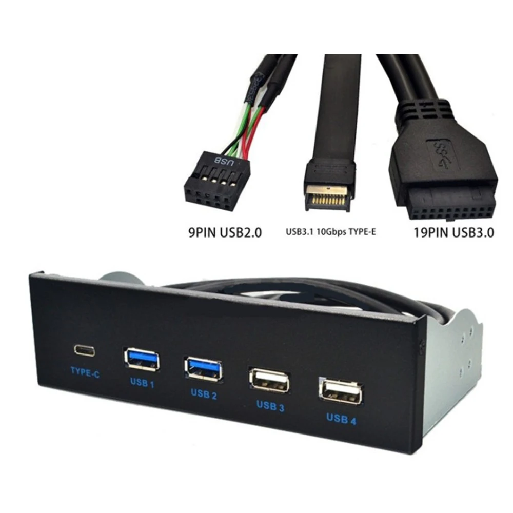 Panel frontal Usb3.1 Gen2 de 5,25 pulgadas Hub Usb 2 puertos Usb3.0 + 2 puertos Usb2.0 + 1 puerto tipo C con conector tipo E - imagen 5