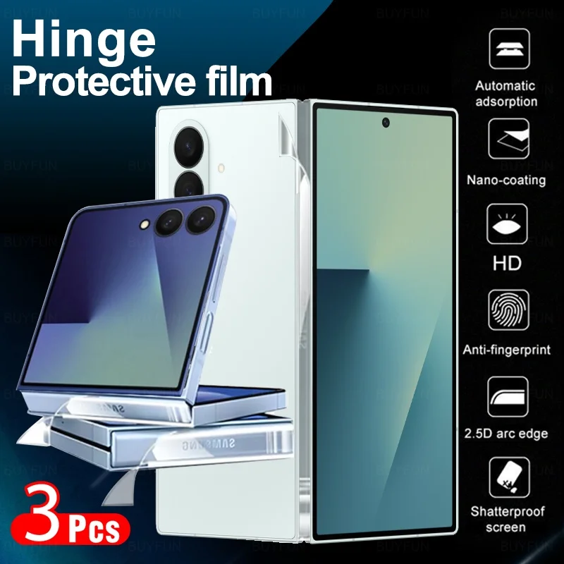 Película protectora de bisagra para Samsung Galaxy Z Flip 7/Z Fold 7/Z Flip6/Z Fold6, pegatina protectora de borde, película de hidrogel ZFlip7 Fold7, 3 uds.