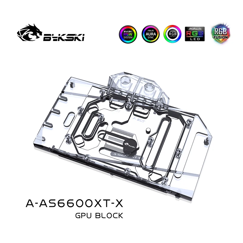 Bykski-bloque de agua GPU para ASUS ROG Strix/ DUAL Radeon RX6600XT O8G OC Edition Card/radiador de refrigeración de cobre RGB / A-AS6600XT-X - imagen 4