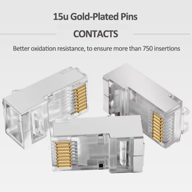 Enchufes modulares Gigabit Network RJ45 8P8C Cat6, Cable Ethernet, conector macho de 1,1mm, orificios de Pin adecuados para Cables 24AWG 26AWG - imagen 5