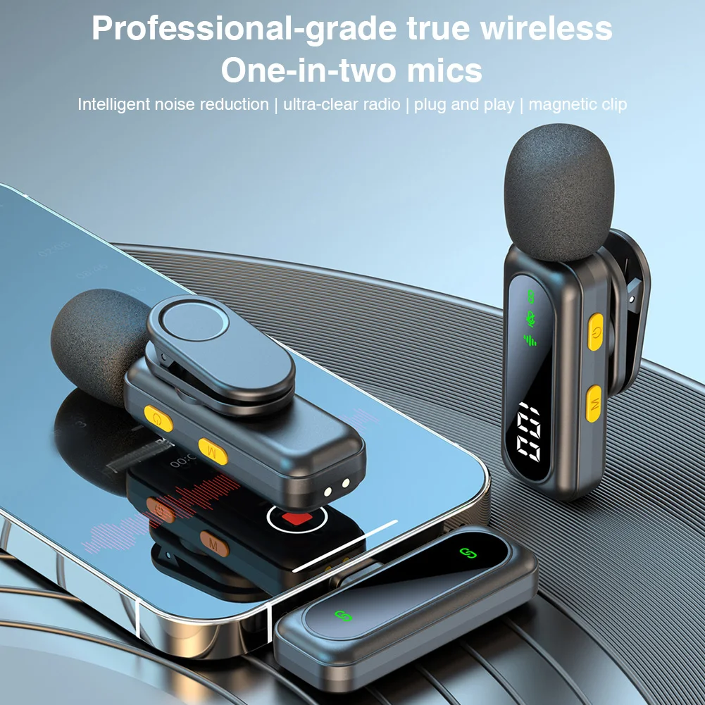Paquete de 2 micrófonos inalámbricos con cancelación de ruido Mini micrófono Plug and Play micrófono inalámbrico para grabación de vídeo Android/iPhone - imagen 3
