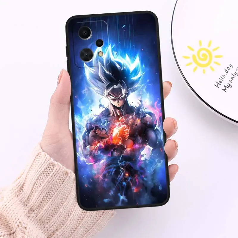 D-Dragon Ball Son Goku Saiyan cubierta para G Realme OPPO 12 11 10 9 8 6 9i 12X C67 C21Y GT2 GT 5G funda de teléfono negra - imagen 4