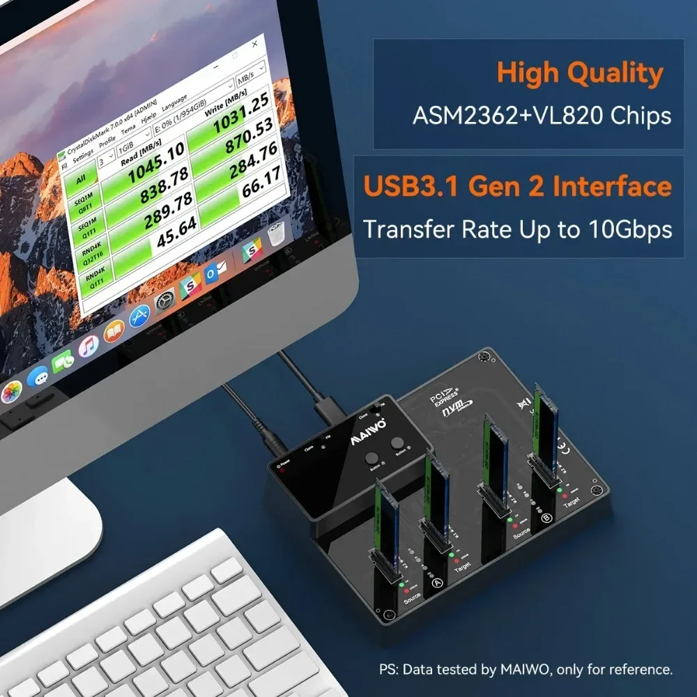 MAIWO-máquina de copia de carcasa SSD M.2 Nvme, lector de disco duro externo tipo C, compatible con clonación - imagen 5
