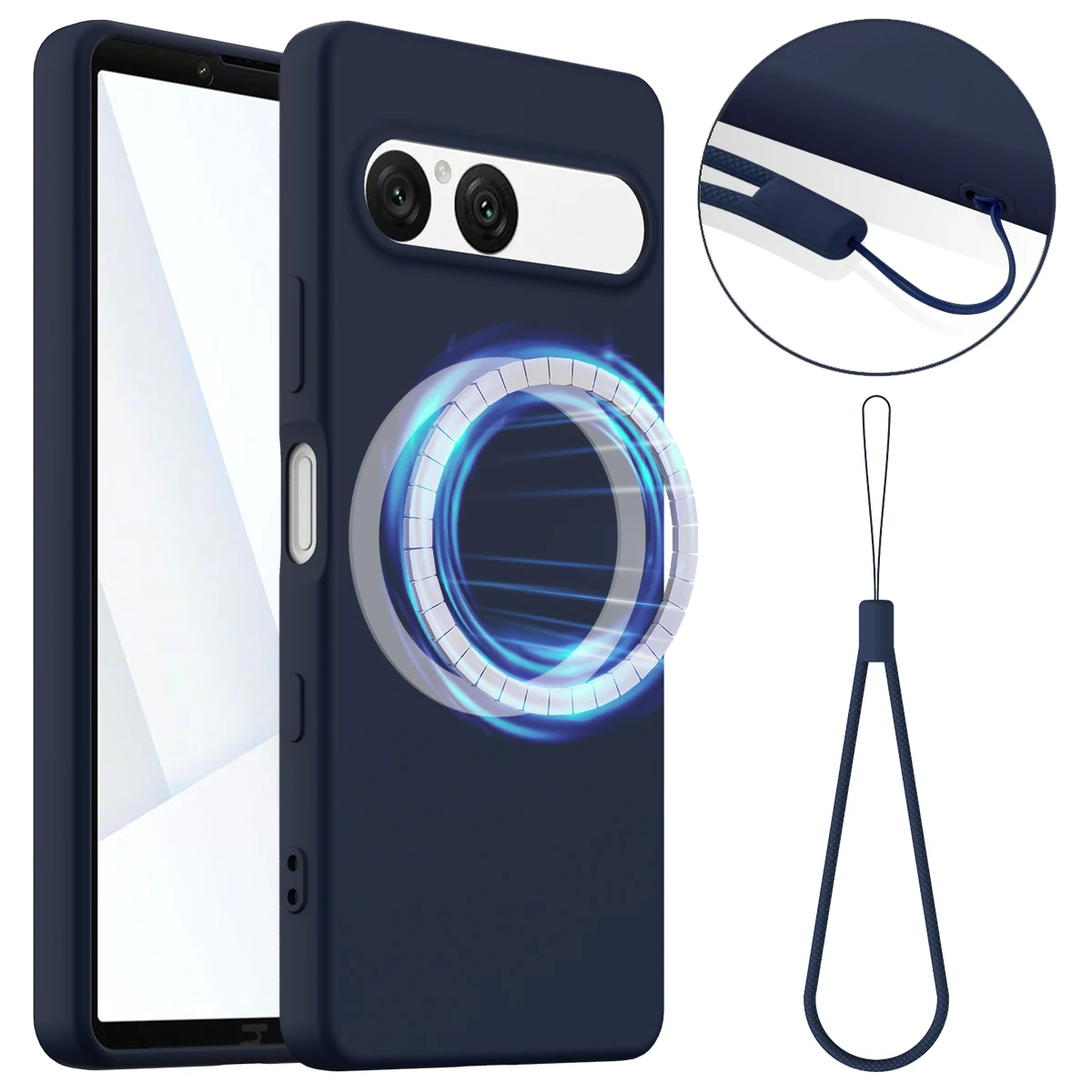 Funda magnética de silicona líquida para Sony Xperia 10 VII, funda suave anticaída con cordón y sensación de piel para Sony Xperia 10 VII