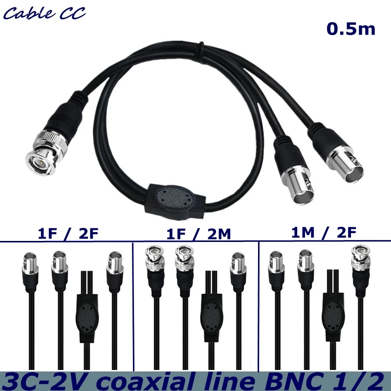 El Cable Coaxial BNC One Split dos macho a hembra de 3C-2V se utiliza para la transmisión de señal RF de la cámara de monitoreo decodificador de TV