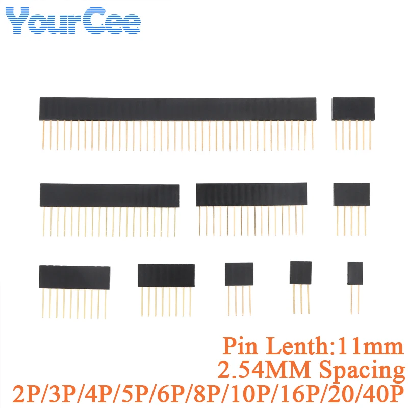 10 uds/5 uds 2,54mm conector hembra simple/doble 11MM de longitud Pin 40P 20P 16P 10P 8P 6P 5P 4P 3P 2P Base de aguja recta - imagen 2