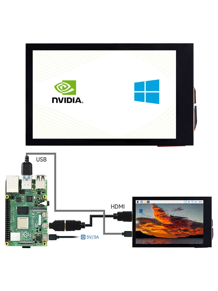 Pantalla táctil capacitiva para Raspberry Pi 4B, pantalla LCD IPS de 3,5 pulgadas, compatible con HDMI 480 × 800 para PI4 / 3B + / Jetson Nano - imagen 5