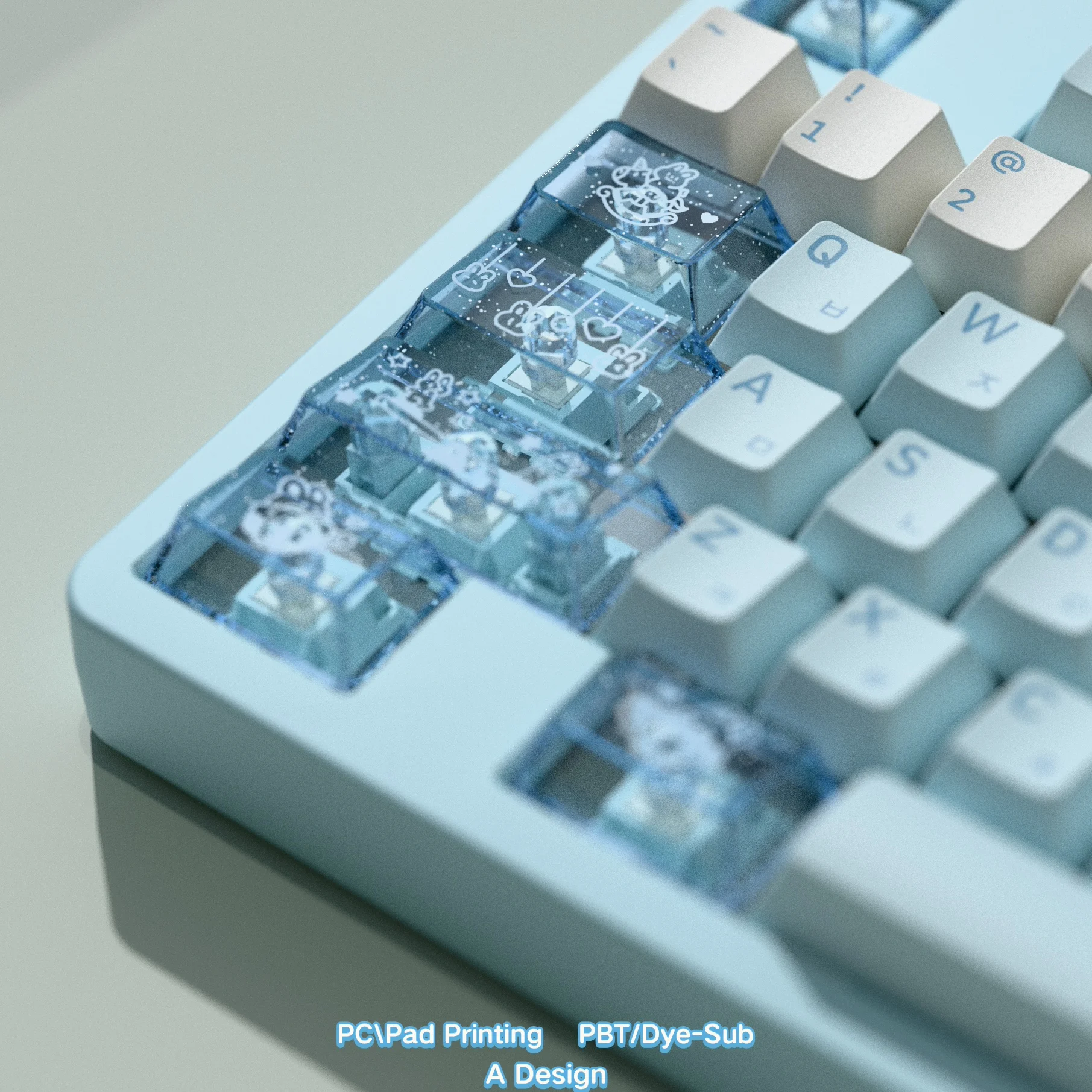 Juego de teclas con tema de conejo Holiday Park, teclas personalizadas de sublimación PBT con perfil de cereza para accesorios de teclado mecánico - imagen 3