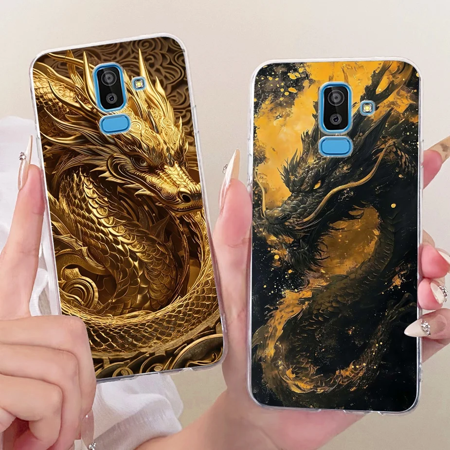 Para Samsung Galaxy J6 J6 + J8 2018 funda de lujo con lazo y flores pintadas funda de silicona transparente para Samsung J6 Plus J8 2018 bolsas suaves - imagen 5