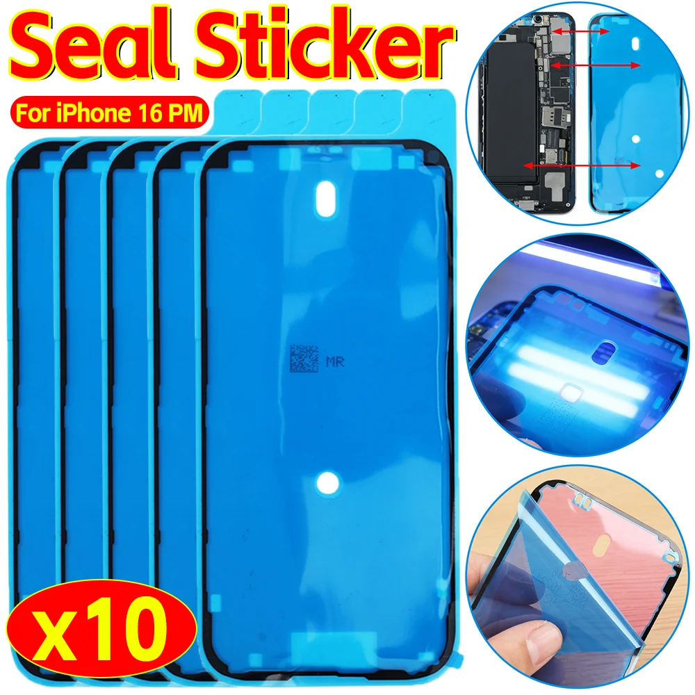 10-1 Uds cubierta frontal + trasera pegatina de sellado impermeable lateral para IPhone 16 Pro Max/16 Pro LCD cinta adhesiva de sellado pegamento pegatina de reparación