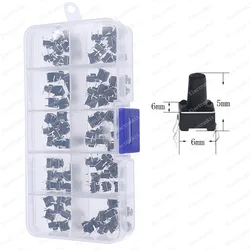 100 Uds 6*6*5mm caja de Kit de interruptor de botón táctil momentáneo
