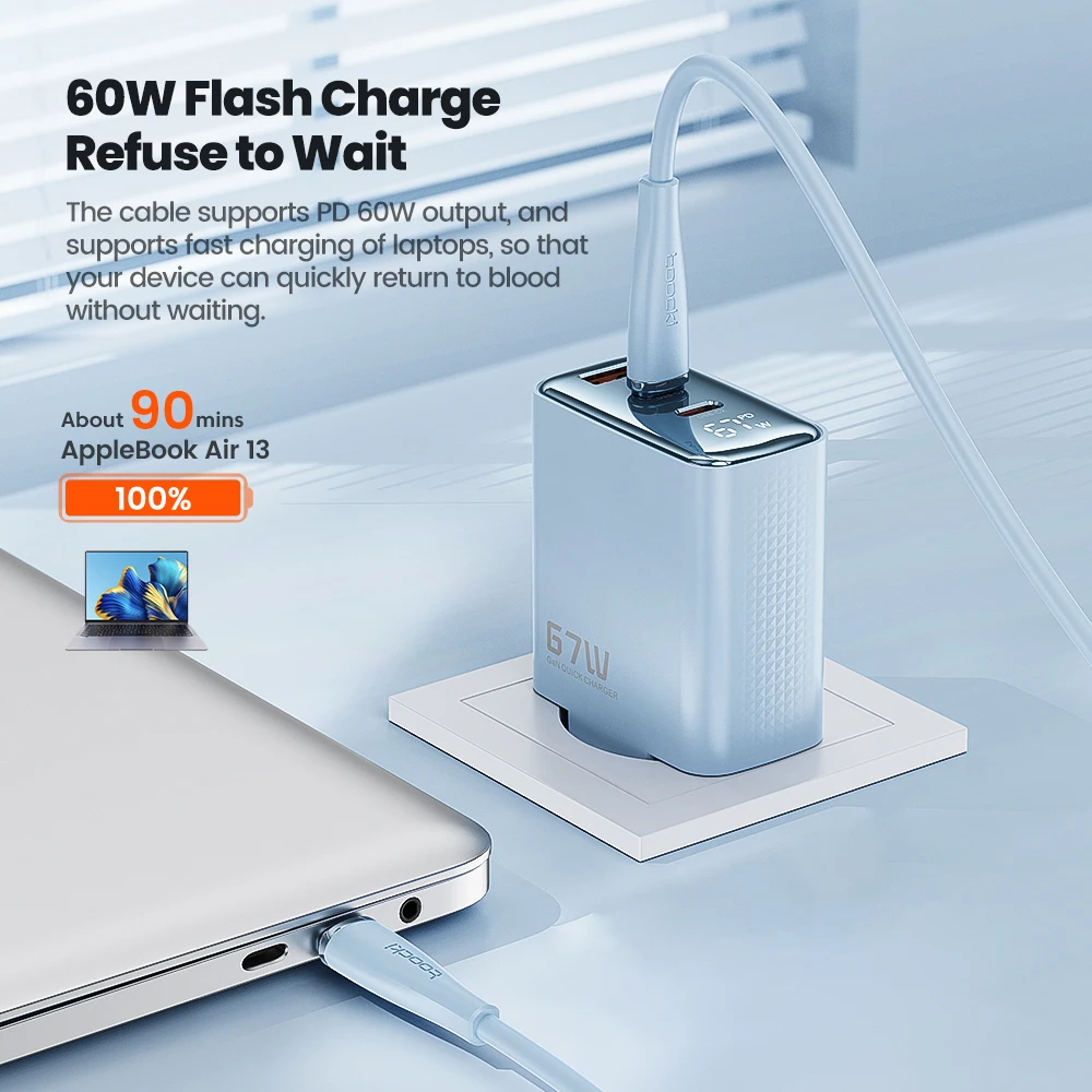 Toocki PD 60W USB C a C Cable de carga rápida para iPhone 15 16 Pro Max tipo C a tipo C Cable de datos para Xiaomi 15 Realme Vivo X200 - imagen 2