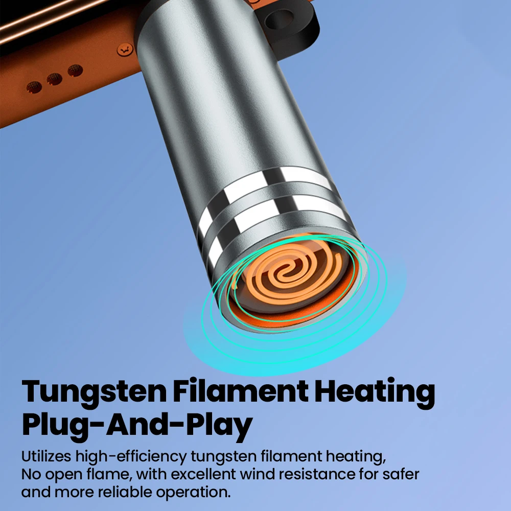 Adaptador de encendedor de cigarrillos portátil tipo C, encendedor de cigarrillos con soplado de aire, seguridad Led, sin llama, apagado automático con llavero - imagen 4