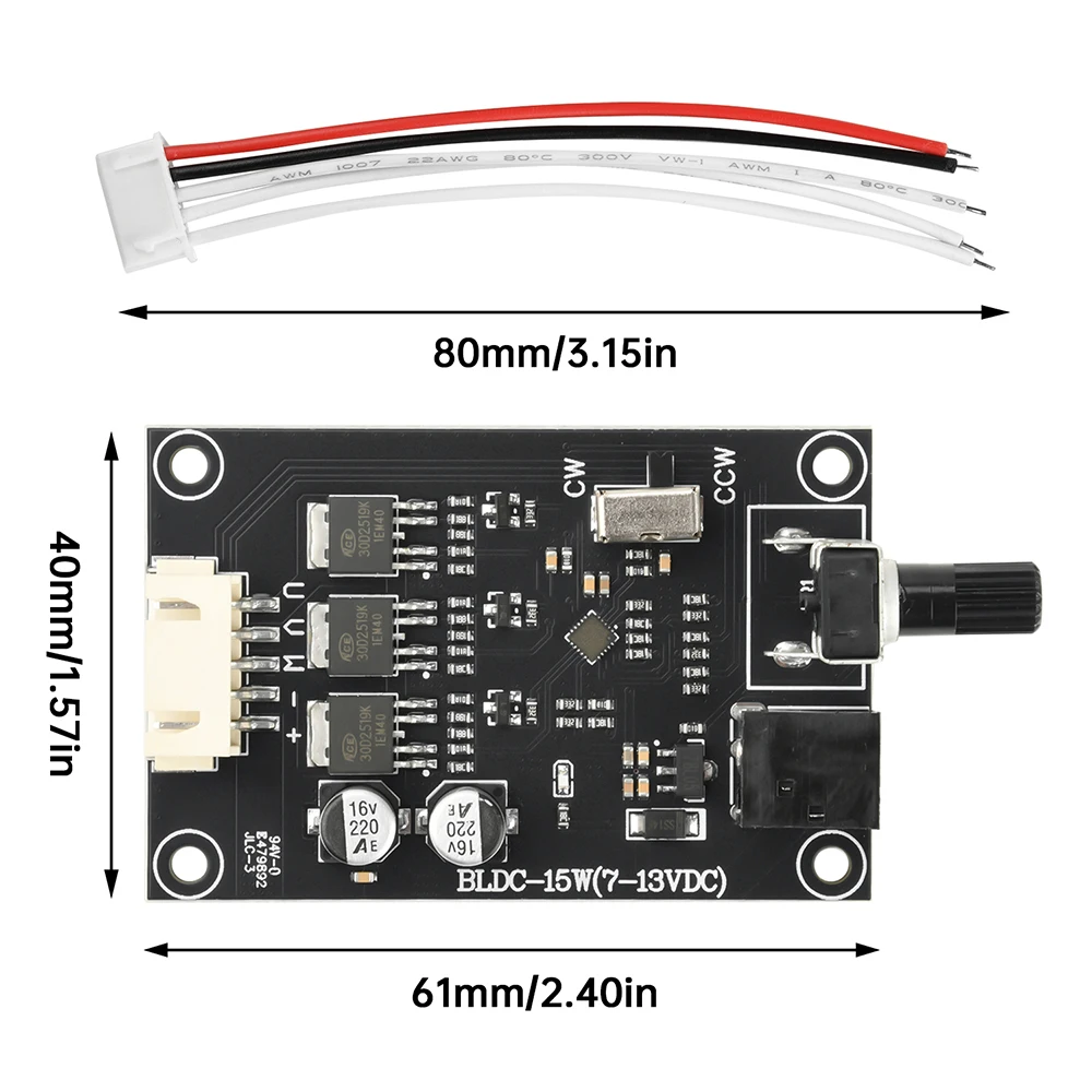 Motor sin escobillas trifásico BLDC de amplio voltaje DC 7-13V, interruptor de Control de velocidad incorporado, Motor de disco duro de accionamiento eficiente - imagen 3
