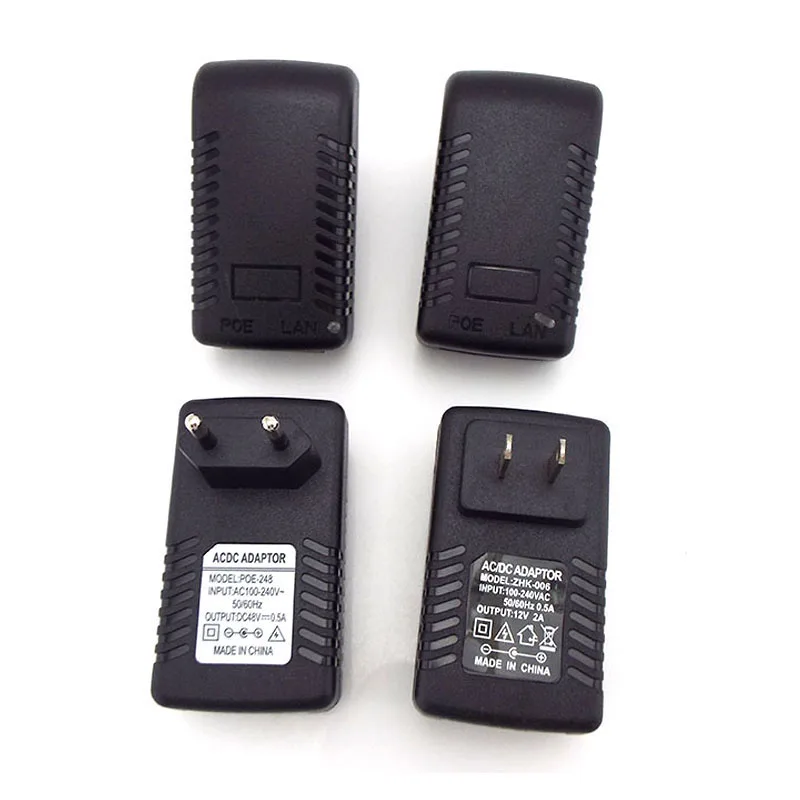 AC 220V DC 12V 2A 48V 0.5A 24v 1A 15V 1A 24W fuente de alimentación POE adaptador de inyector enchufe sobre Ethernet enchufe de pared UE/EE. UU. Cámara IP CCTV - imagen 2