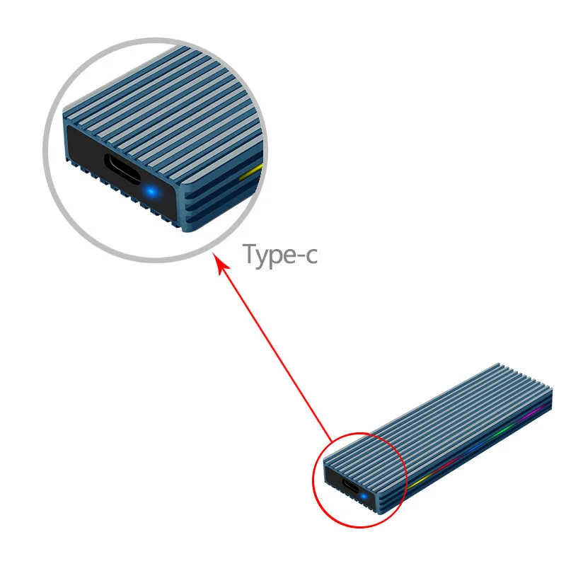 UTHAI M. Carcasa de disco duro portátil de aleación de aluminio y Metal, carcasa de estado sólido USB 3,1, Protocolo NGFF, tipo C, con luz RGB, 2 unidades - imagen 4