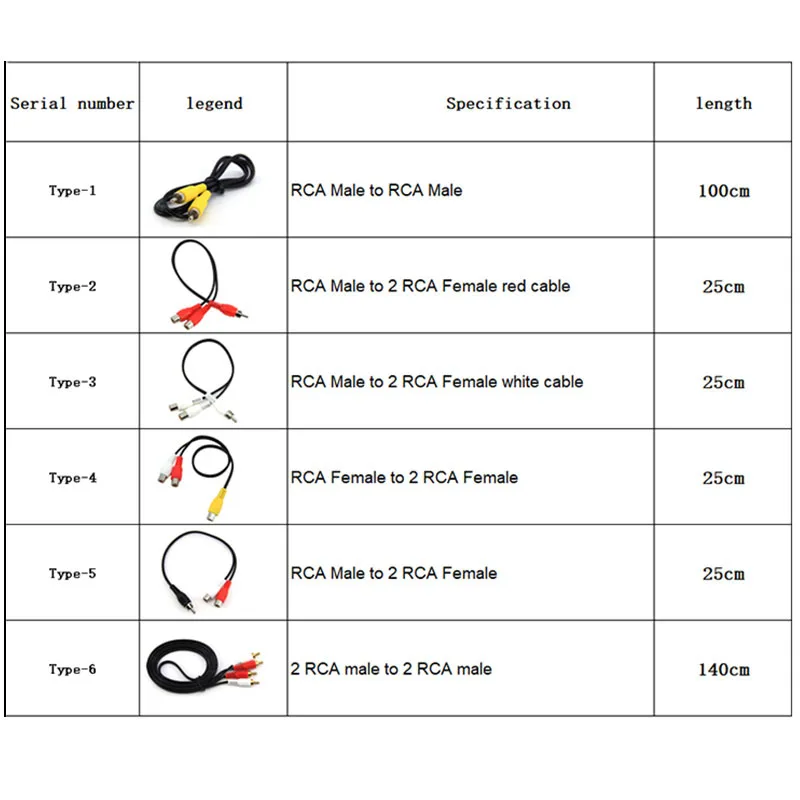 2 RCA 1 macho hembra a macho 2 RCA 2RCA vía hembra Cables divisores para conector de extensión de Audio/vídeo cable rojo y blanco A7 - imagen 2