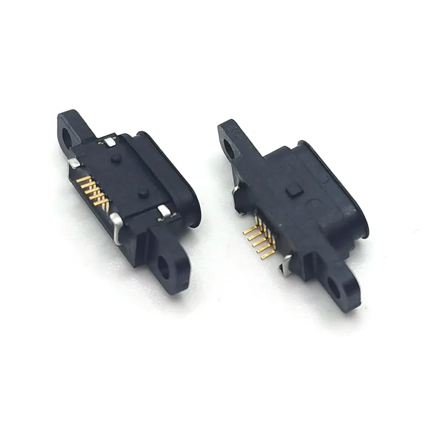 1-10 Uds Micro USB 5pin conector de carga puerto de muelle 5P IP67 conector hembra impermeable con orificio para tornillo - imagen 5